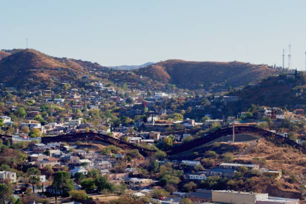 Drone View of Border Wall and Nogales, AZ/MX