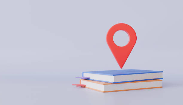 istock Closed book with red pin map, Alphabetical index, Quick search for necessary information 2197155657