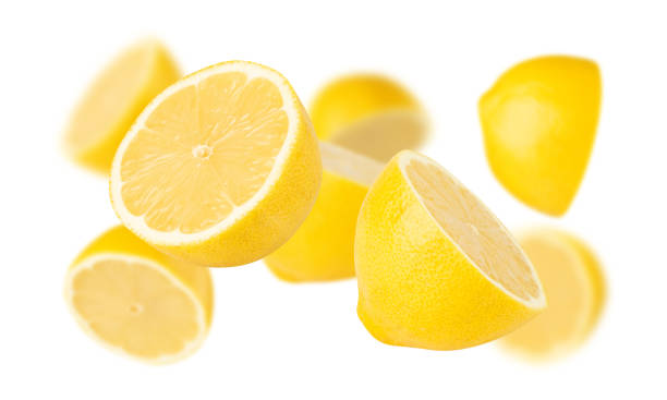 istock Falling Lemon isolated on white background with clipping path, full depth of field 2197158744