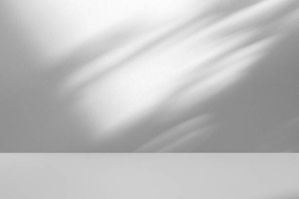 istock Wall interior background, studio and backdrops show products.with shadow from window color white . background for text insertion and presentation product 2197160296