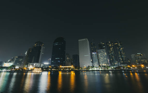 istock city ​​view at night There are tall buildings 2197165867