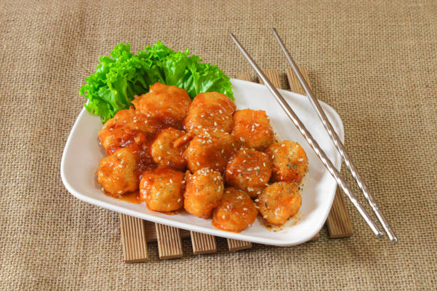 istock Round shaped food with spicy sauce 2197172192