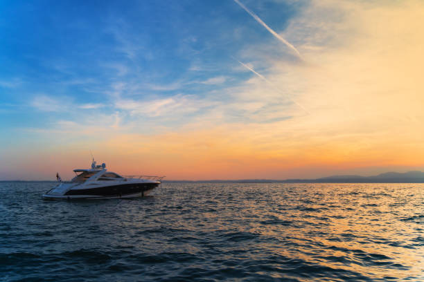 istock Luxury Yacht on Lake Garda at Sunset – Serene Waterscape 2197175929