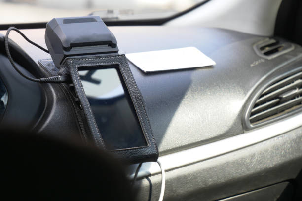 istock POS machine on yellow taxi 2197179441