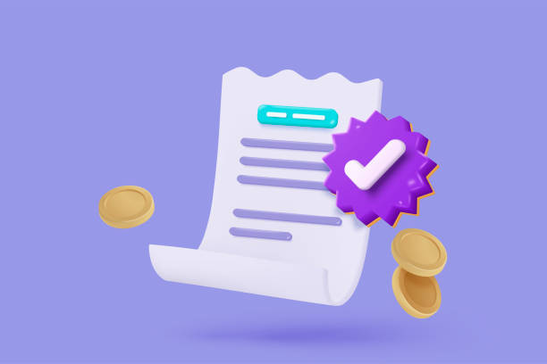 istock 3D bill icon for payment transaction with notice. paper receipt for shopping offer in store. Business invoice bill expenses idea concept. 3d invoice list icon vector render illustration 2197188554