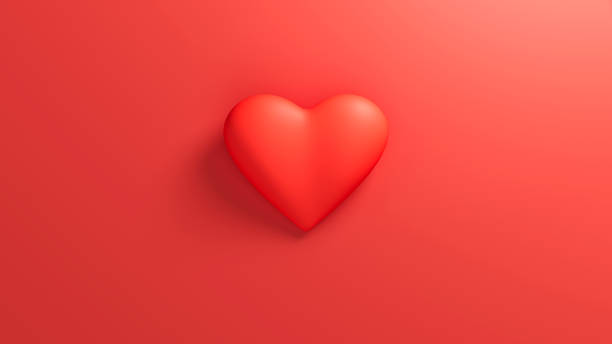 istock Red heart with soft shadow on a red background. Valentine's day romantic backdrop. 3d render illustration. 2197196666