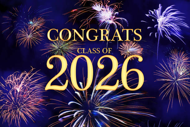 istock CONGRATS CLASS of 2026 lettering with beautiful fireworks 2197199089