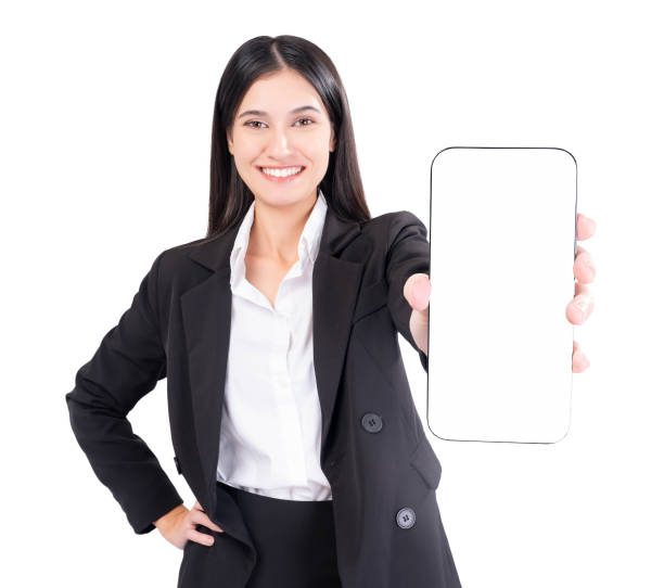 istock Businesswoman Holding Blank Smartphone Screen 2197199823