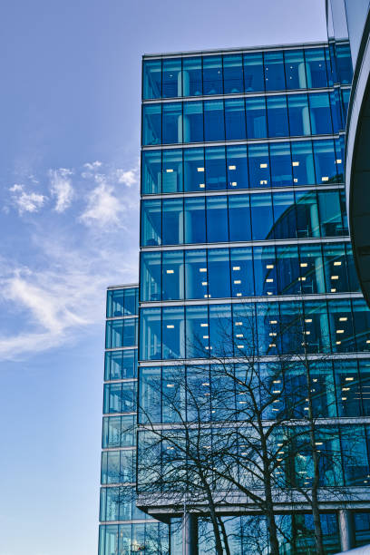 istock Modern Glass Office Building with Leafless Tree  in London, UK. 2197199855
