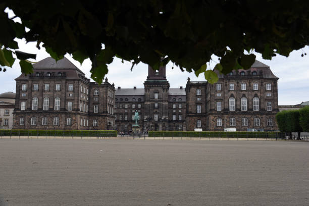 Christiansborg Slot is a palace and government building on the islet of Slotsholmen in central Copenhagen, Denmark. Realized between 1907 and 1928 in Neoclassicism, Neo-baroque style. Captured during summer season.