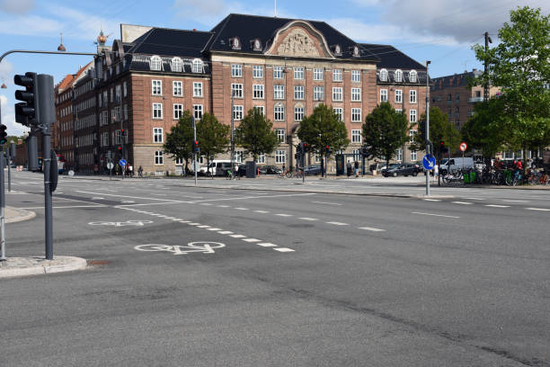 Copenhagen city ctreet with several beautiful old buildings. Captured duruing summer season.