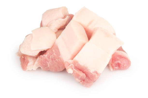 istock streaky pork piece cube isolated on white background pile. 2197204998