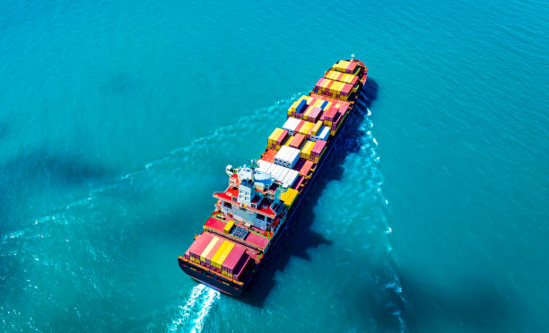 istock Aerial view of Business trip with ship the partner connection Container Cargo freight ship for Import Export 2197208778
