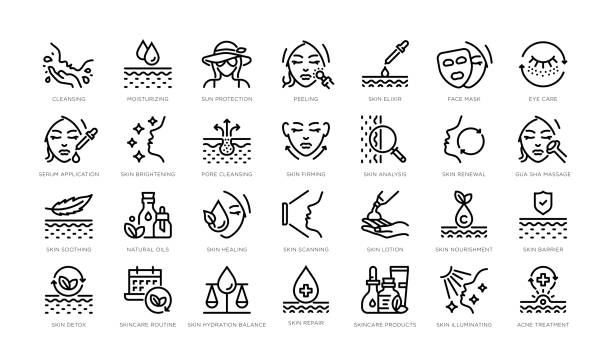 stockillustraties, clipart, cartoons en iconen met skin care icons - gezichtsmasker