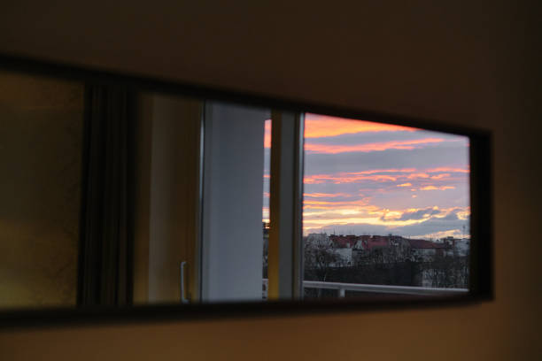 istock the view of the sunset is reflected in the mirror 2197212961