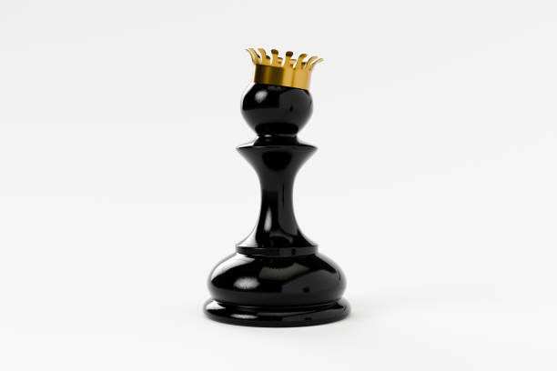 A pawn with a crown on his head on white background.