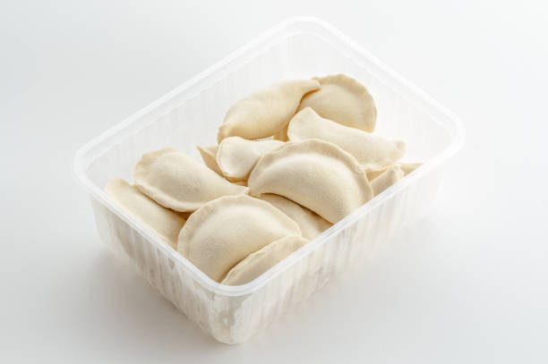 Handmade quick-frozen dumplings macrophotography