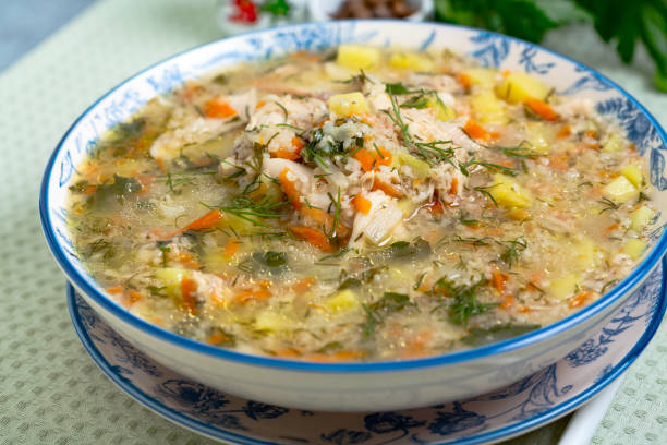 istock Chicken and Vegetable Soup Close up. 2197226643
