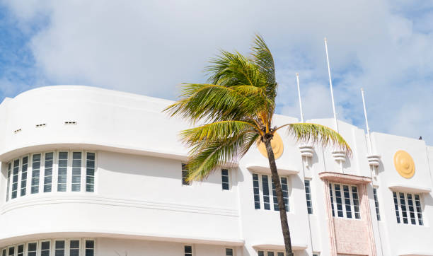 istock Miami Beach in Ocean Drive Florida. Art Deco building architecture. Architectural building. Art deco. Architectural district Art Deco. Modern building of Miami beach. Ocean drive building style 2197234590