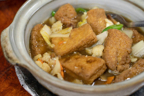 istock Closeup view of claypot tofu with vegetables. 2197236031