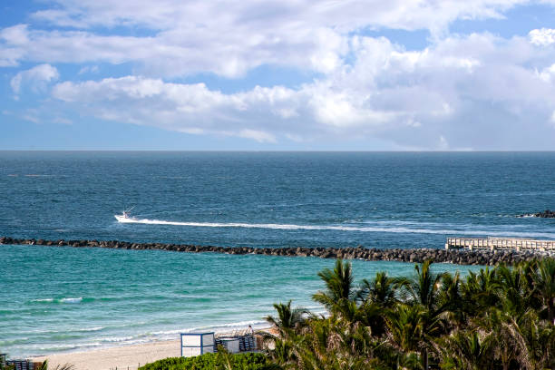 istock Boat on Open Waters on Miami Beach, Florida 2197238577