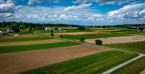 istock Fields Stretching Under a Blue Sky With Clouds in a Rural Landscape During Daytime 2197246212