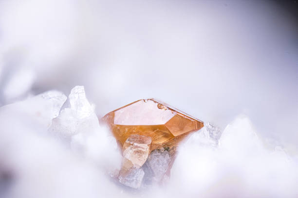Titanite crystal. Specimen from Grieswies, Rauris, Autria. Micro photography extreme close-up. microscope mineral crystal photography for Scientific use.