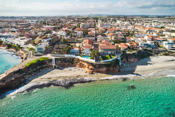 istock Aerial drone point of view, Torre de la Horadada townscape 2197263197