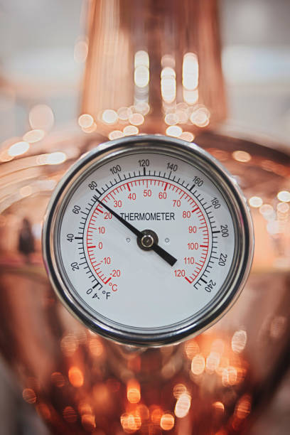 istock Thermometer on industrial machine close up 2197266896