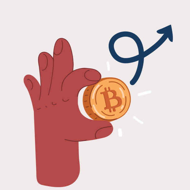 istock Vector illustration of cryptocurrency, finance and business hand holding golden bitcoin 2197267002