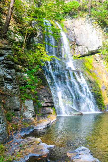istock Beautiful waterfall cascading into a serene pool surrounded by lush greenery. Bushkill Falls in Poconos Pennsylvania. 2197271071