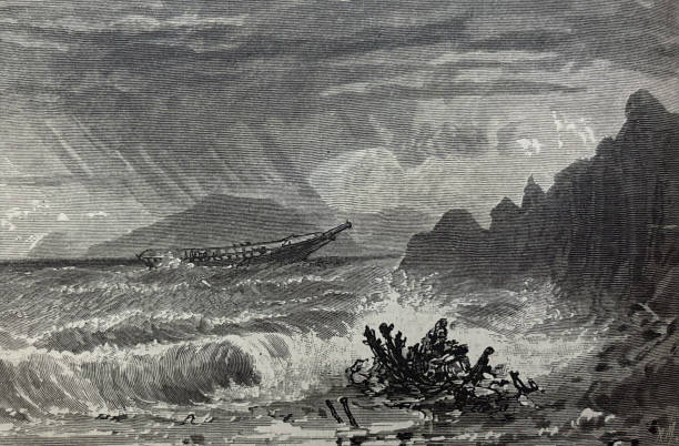 istock Antique illustration - Cape Au Meule and a shipwreck - Grindstone Island 2197273081