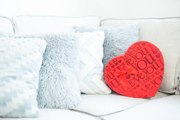 In the interior view, a living room sofa is bathed in soft morning sunlight, creating a warm and inviting atmosphere.