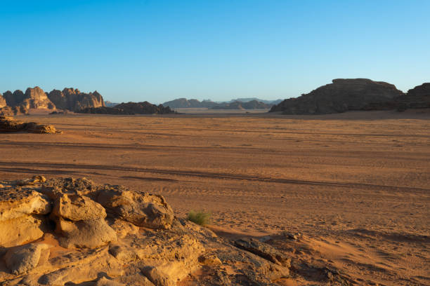 istock Majestic desert landscape with unique rock formations in Jordan 2197280924