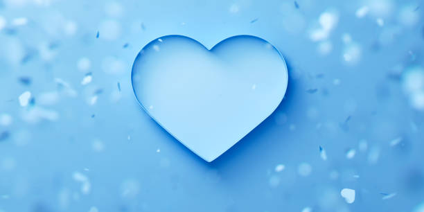 istock Blue opened heart-shaped box on a background with blurred falling hearts. Valentine's day romantic concept. 3d render illustration 2197283512