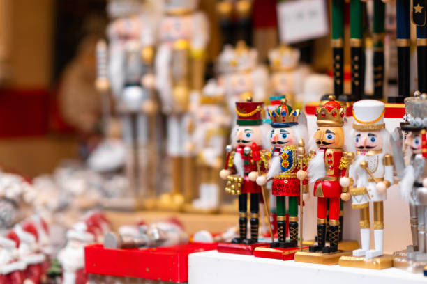 istock Colorful Nutcracker Display at Christmas Market Stall 2197300133