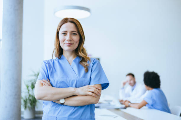 istock Nurse with hands crossed looking professional 2197318900