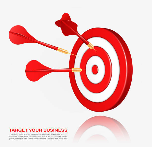 istock Red-and-white target with darts hitting the center. Precise marketing target concept. Can be used in marketing campaigns, business presentations, strategy development materials, motivational content. 2197320189