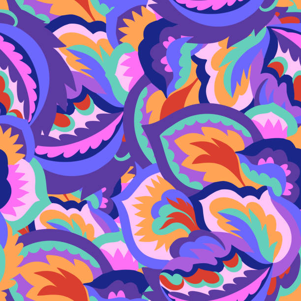 istock Colorful ornamental psychedelic pattern. Funky texture with colorful abstract organic shapes. 2197320328