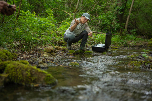 istock River Habitats Monitoring. Hydrologist Fieldwork. 2197320490