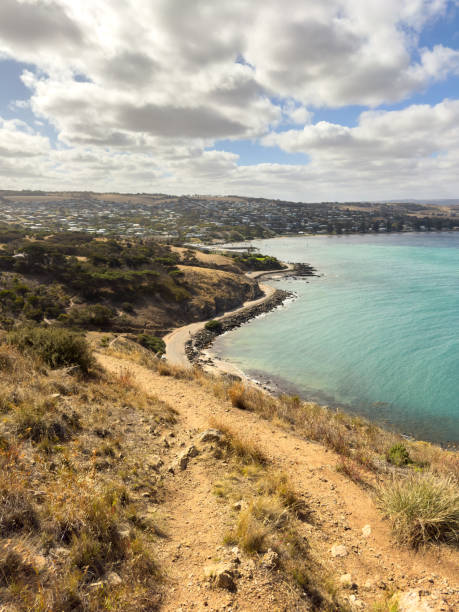 Landscape scenic views over Encounter Bay from The Bluff or Rosetta Head in Victor Harbor on the Fleurieu Peninsula, South Australia