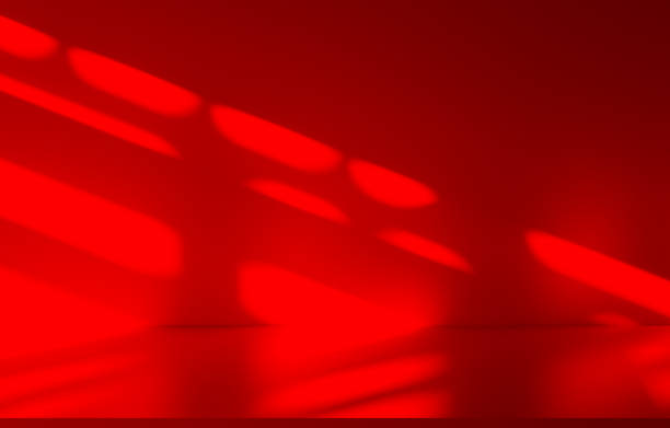 istock Wall interior background, studio and backdrops show products.with shadow from window color red . background for text insertion and presentation product 2197336633