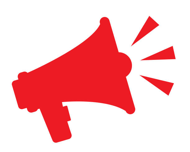 bildbanksillustrationer, clip art samt tecknat material och ikoner med red megaphone - megafon
