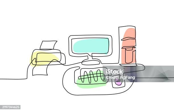 Computer Mouse Andcpu Computer Set With A Computer Keyboard Mouse Printer And Cpu Stock ...
