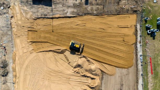 istock Aerial View of Construction Site with Leveled Sand 2197345662