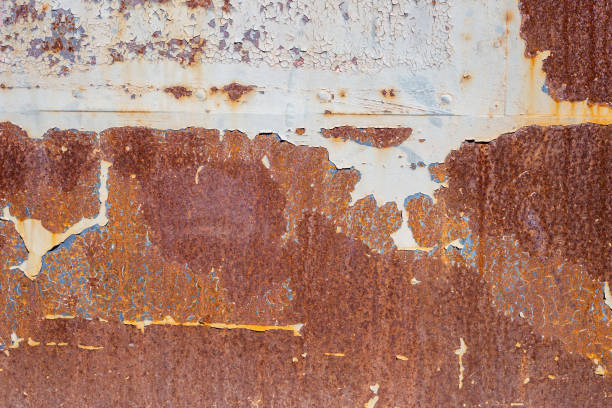 istock Old painted metal texture with traces of rust 2197350438