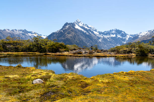 istock Lake on Key Summit with snowcapped mountains and clear blue sky 2197350613