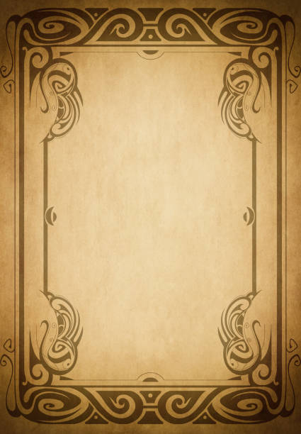istock Old grunge paper background with decorative vintage border. 2197351445