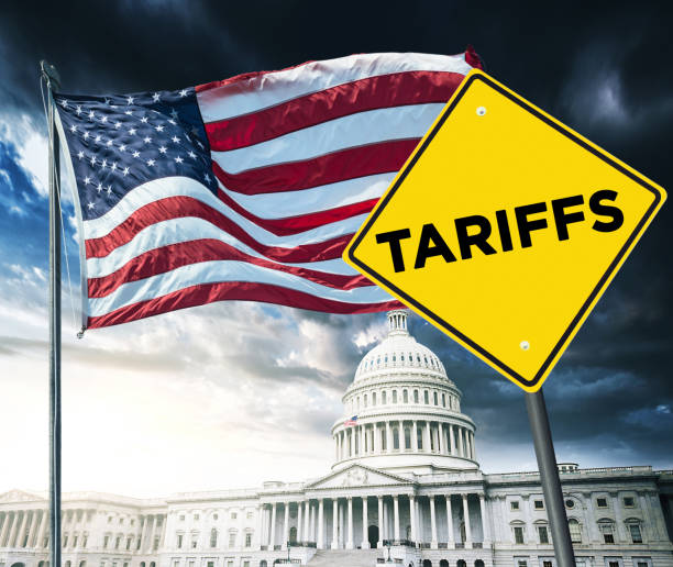 Us Tariffs street sign on usa