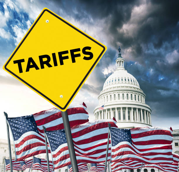 istock Us Tariffs street sign on usa 2197351714